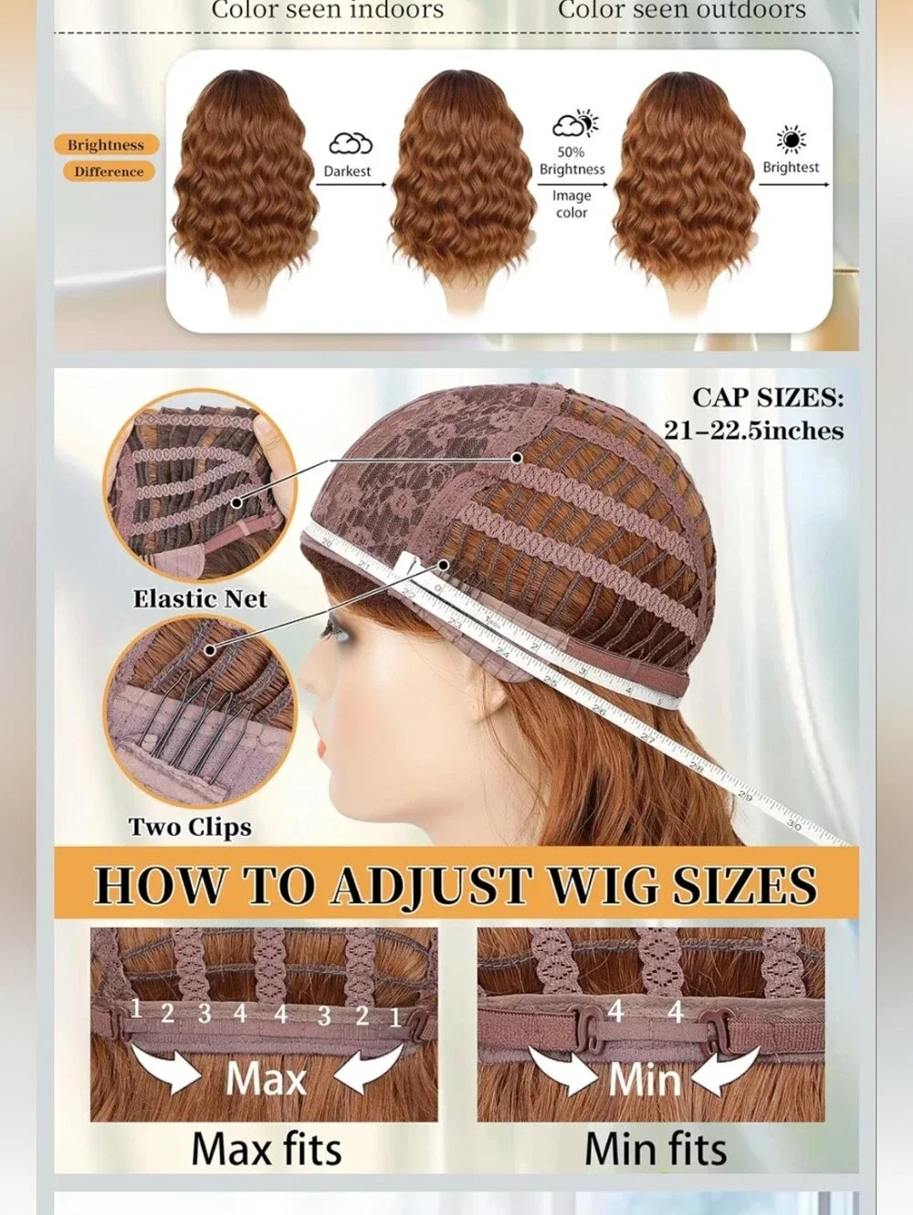 NWT Auburn Wigs for Women Bob Wig with Bangs Short Wavy Curly Hair14Inch Ombre